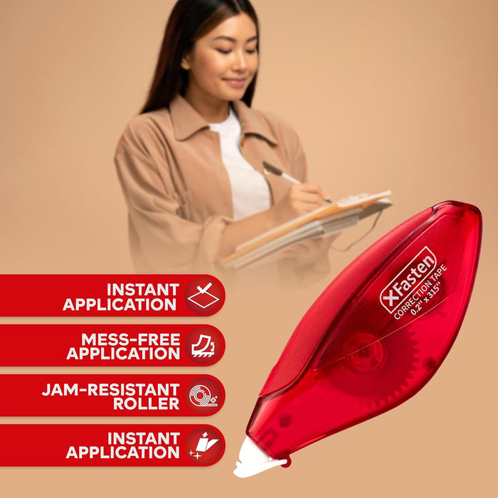 XFasten Correction Tape 263-Feet Total, 0.20-Inch x 26.25-Feet (10-Pack) White Out Correction Tape, Ideal for School Office Government Documents, Whiteout Correction Tape for Righties and Lefties