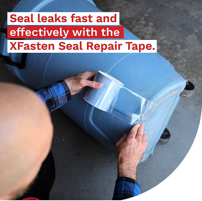 XFasten Waterproof Patch and Seal Tape, Clear, 4-Inch by 10-Foot Roof and Gutter Rubber Repair Tape for Stop Leak Repair on Gutter, Roof, Boat, Pool Liner and HVAC – Waterproof and Puncture-Resistant