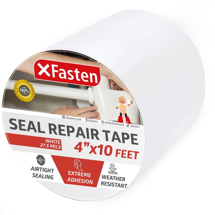 XFasten Waterproof Patch and Seal Tape, White, 4-Inch by 10-Foot