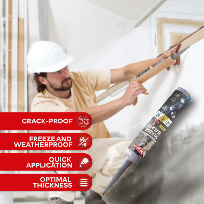 XFasten Silicone Sealant Waterproof Black Cartridge, 10.1 oz (8-Pack)