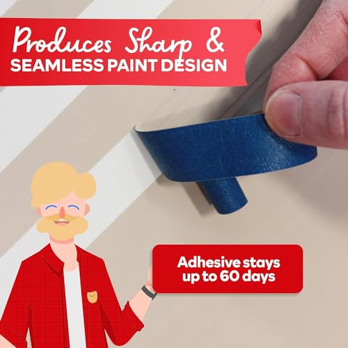 XFasten Blue Painters Tape Bulk 3-Inch x 60-Yards  | 24 Pack