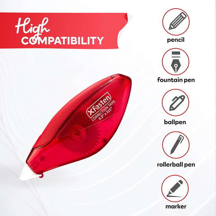 XFasten Correction Tape 263-Feet Total, 0.20-Inch x 26.25-Feet (10-Pack) White Out Correction Tape, Ideal for School Office Government Documents, Whiteout Correction Tape for Righties and Lefties