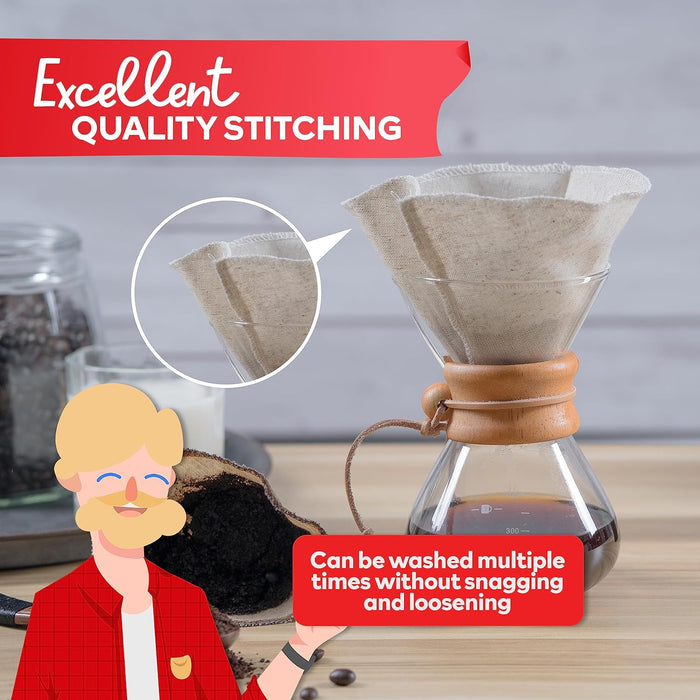 XFasten Hemp Reusable Coffee Filters No 2 (3-Pack) Number 2 Cone Coffee Filters | Pour Over Unbleached Coffee Filters | Fits 1-4 Cups Organic Hemp Cloth Coffee Filters Cone | Coffee Filter Reusable