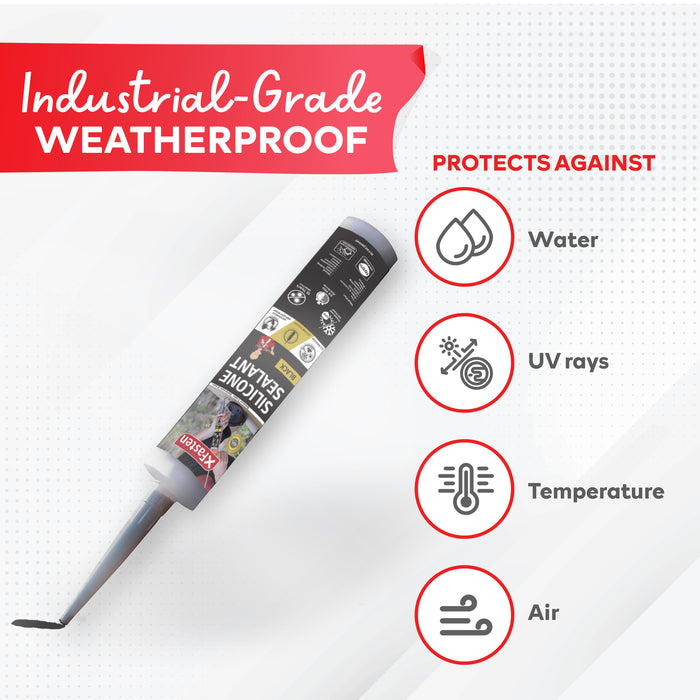 XFasten Silicone Sealant Waterproof Black Cartridge, 10.1 oz (8-Pack)