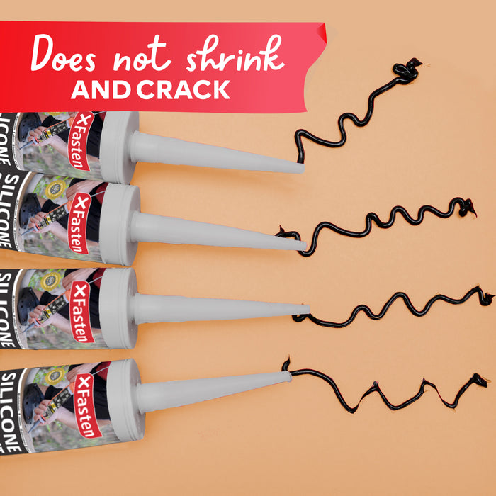 XFasten Silicone Sealant Waterproof Black Cartridge, 10.1 oz (8-Pack)