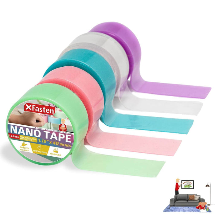XFasten Multicolor Nano Tape | 5 Pack | 1.18" x 40 Inches (200 Inches Total)