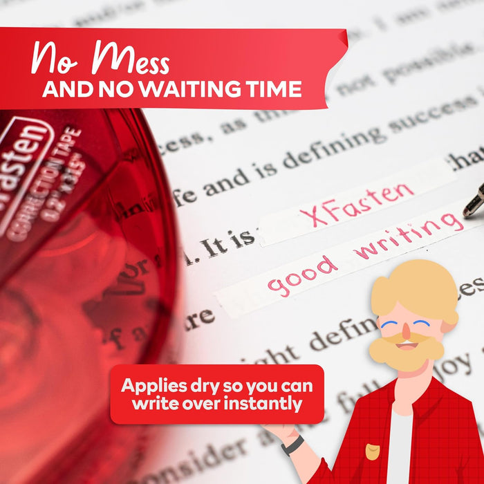 XFasten Correction Tape 263-Feet Total, 0.20-Inch x 26.25-Feet (10-Pack) White Out Correction Tape, Ideal for School Office Government Documents, Whiteout Correction Tape for Righties and Lefties