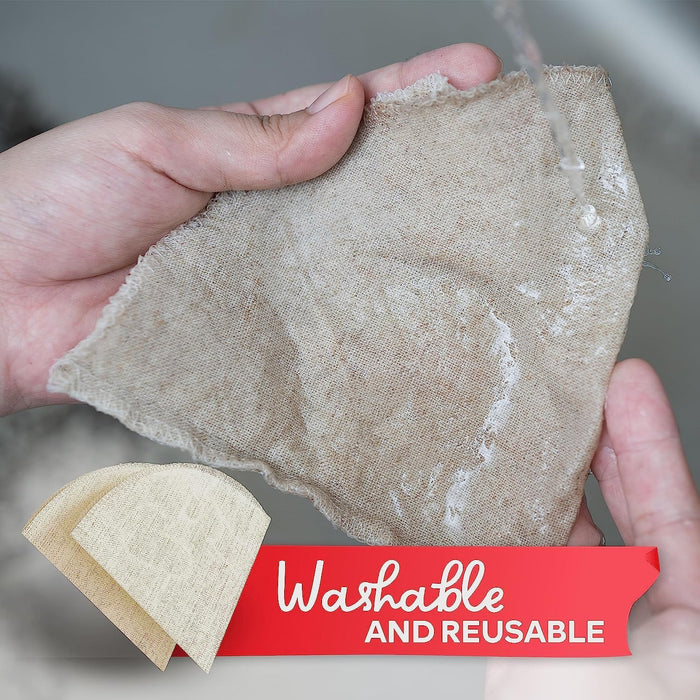 XFasten Hemp Reusable Coffee Filters No 2 (3-Pack) Number 2 Cone Coffee Filters | Pour Over Unbleached Coffee Filters | Fits 1-4 Cups Organic Hemp Cloth Coffee Filters Cone | Coffee Filter Reusable