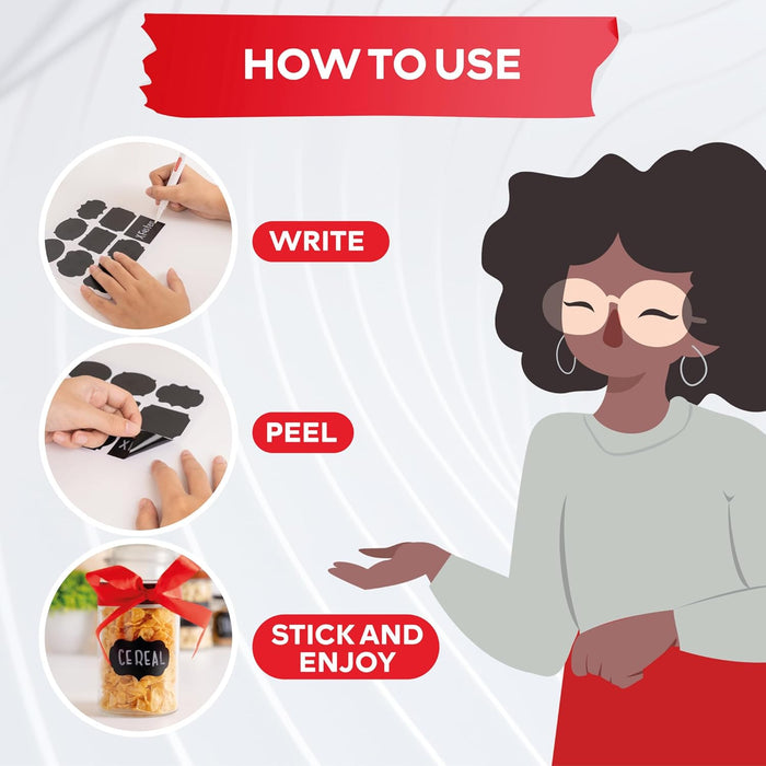 XFasten Chalkboard Labels 96 pcs with Chalkboard Markers