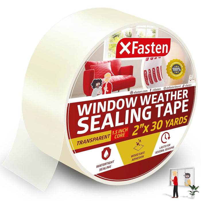 XFasten Winter Insulation Tape - 2-Inch x 30-Yards, Residue-Free, Draft Stopper for Weather Sealing
