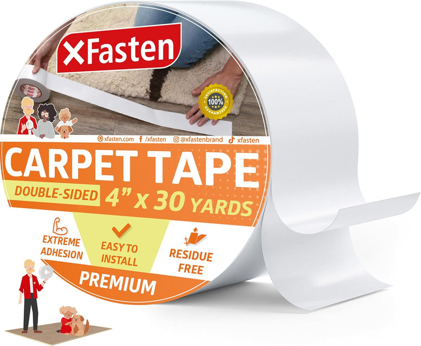 XFasten Double Sided Carpet Tape | 4 Inches x 30 Yards