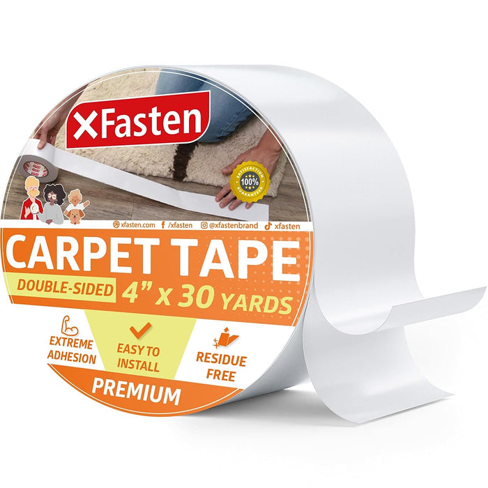 XFasten Double Sided Carpet Tape | 4 Inches x 30 Yards