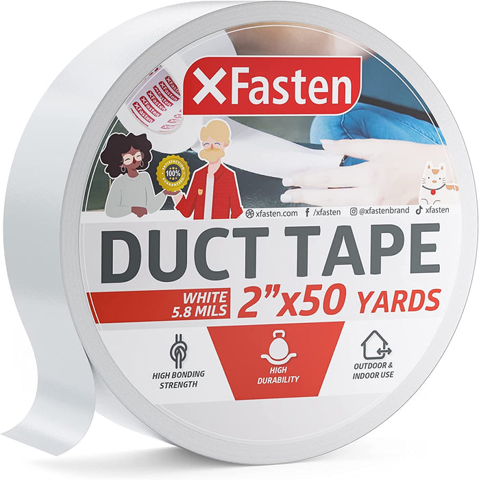 XFasten Duct Tape 2 Inches x 50 Yards (White)