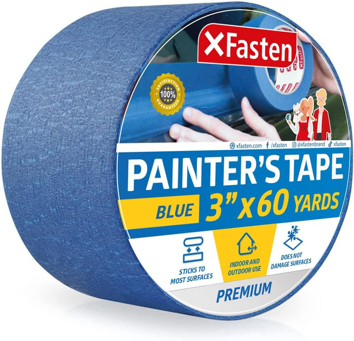 XFasten Professional Blue Painter's Tape | 3 Inches x 60 Yards