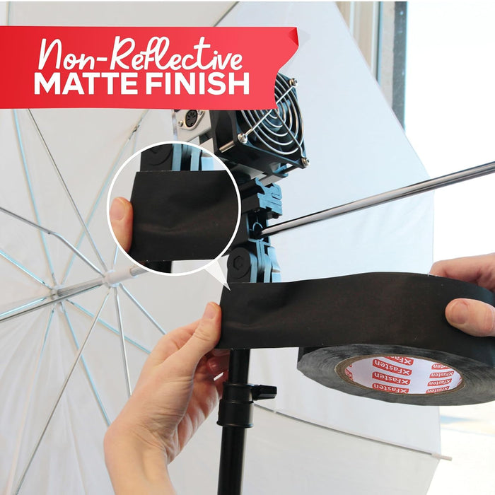 XFasten Black Gaffers Tape 2 Inch x 30 Yards Bulk - 8-Pack (720ft)