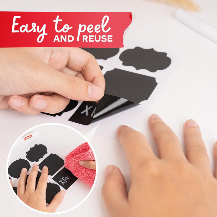 XFasten Chalkboard Labels 96 pcs with Chalkboard Markers