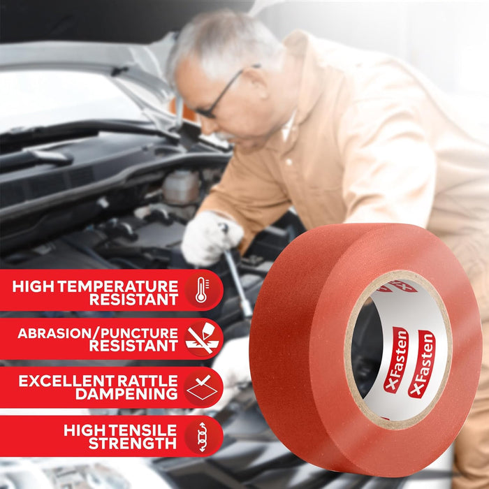 XFasten Wire Harness Tape Orange 3/4 Inch x 50 Feet Automotive Wire Loom