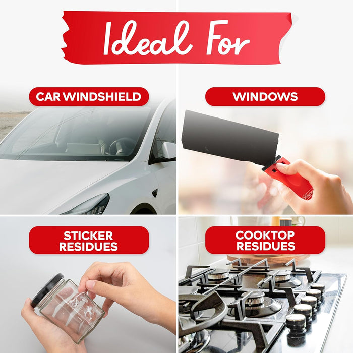 XFasten Plastic Razor Blade Scraper Include 2PCS Scraper Tool and 100PCS Blades for Gasket Remover, Labels Decal and Adhesive Remover for Windows and Glass,Blue