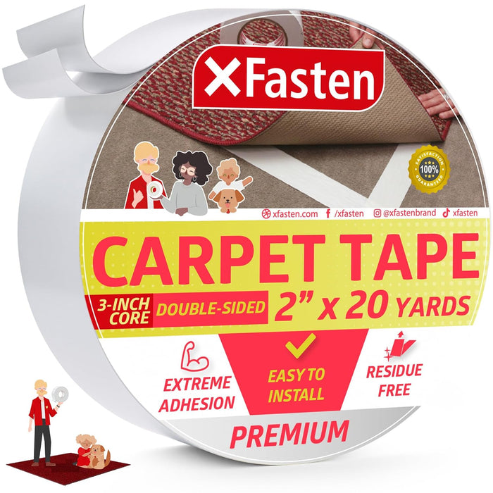 XFasten Double Sided Carpet Tape | 2 Inches x 20 Yards