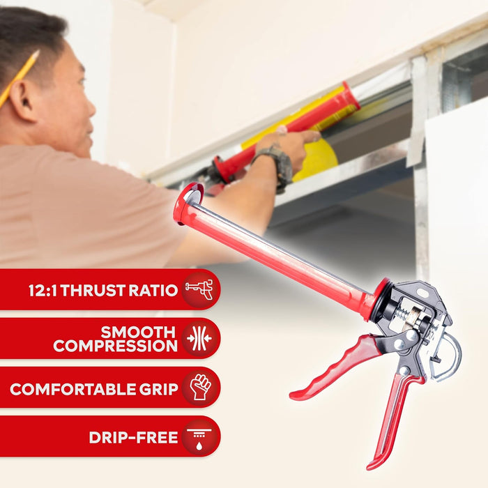 XFasten Caulking Gun 10 oz  12:1 Thrust Ratio