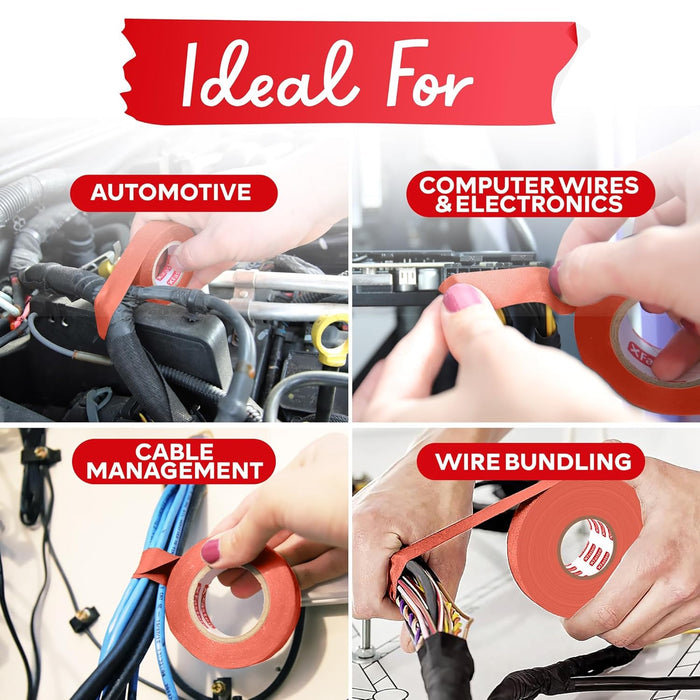 XFasten Wire Harness Tape Orange 3/4 Inch x 50 Feet Automotive Wire Loom