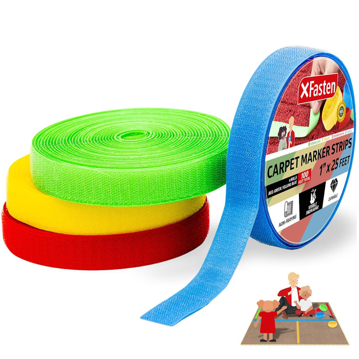 XFasten Carpet Marker Strips for Classroom, 100 Feet (4 Rolls)