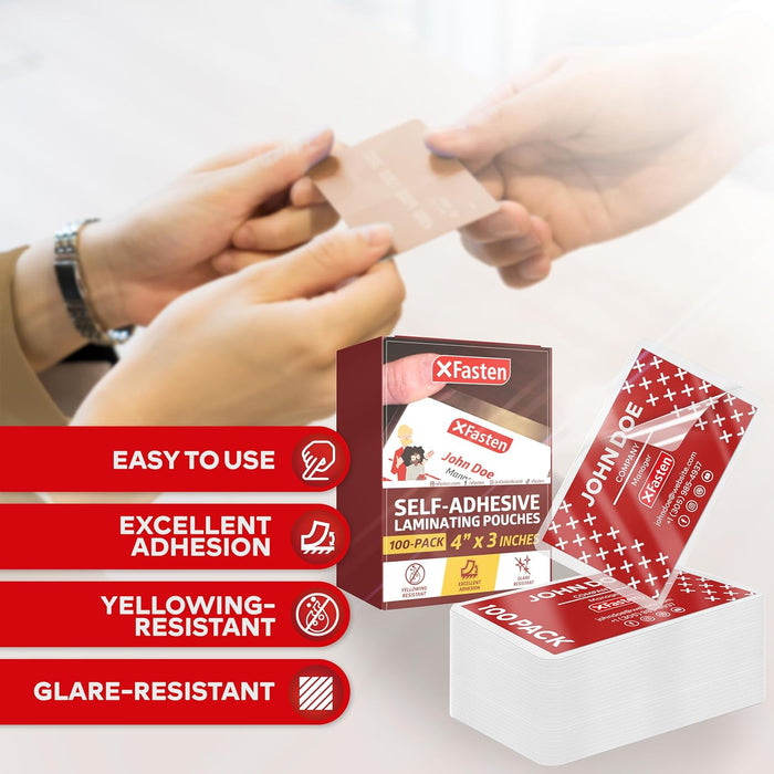 XFasten Laminating Pouches Business Card - 4 inch x 3 inch Pack of 100