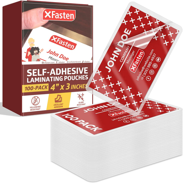 XFasten Laminating Pouches Business Card - 4 inch x 3 inch Pack of 100