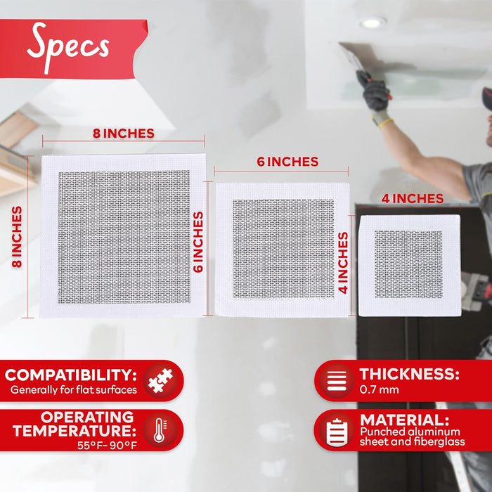 XFasten Drywall Repair Kit 12 Pieces Aluminum Wall Repair Patch Kit (4/6/8 inch)