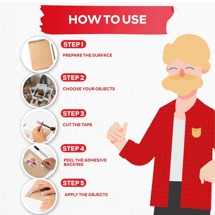 XFasten Foam Mounting Tape - 1/2 inch x 36 yd Pack of 5