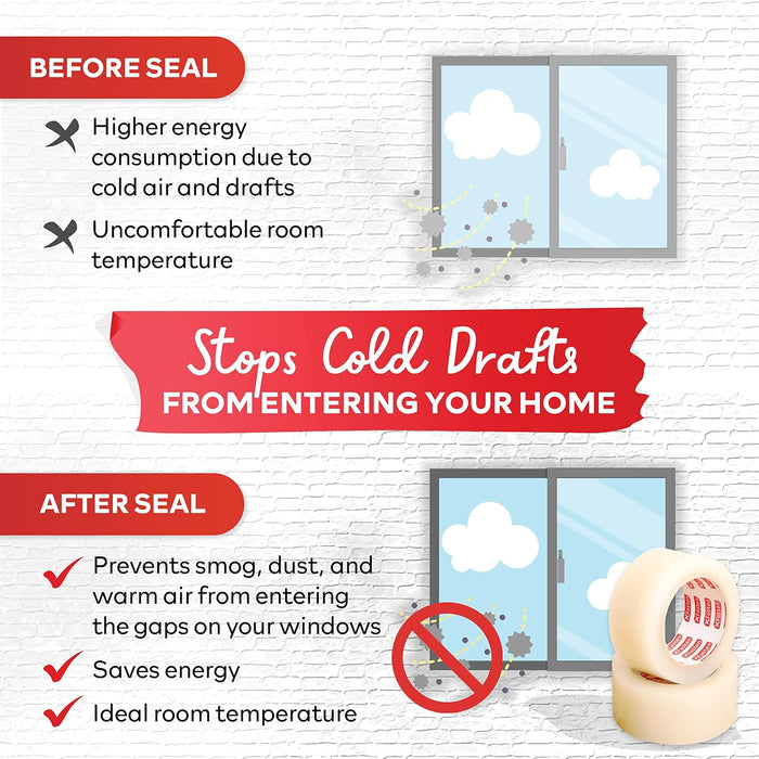 XFasten Winter Insulation Tape - 2-Inch x 30-Yards, Residue-Free, Draft Stopper for Weather Sealing