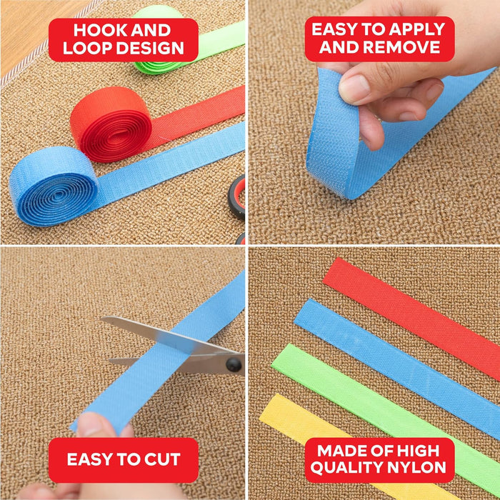 XFasten Carpet Marker Strips for Classroom, 100 Feet (4 Rolls)