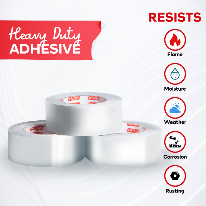 XFasten Professional Aluminum Foil Tape, 3.6 mil 1"x55 Yds (Pack of 3)