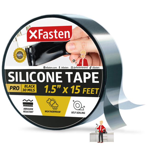 XFasten Professional Silicone Tape | 1.5 Inch x 15 Foot | Black