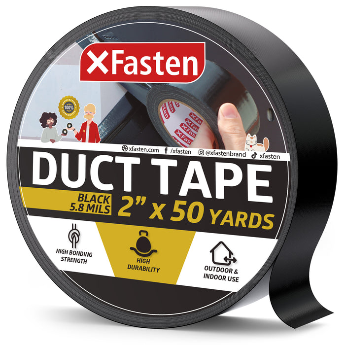 XFasten Duct Tape 2 Inches x 50 Yards (Black)