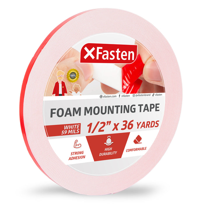 XFasten Foam Mounting Tape | 1/2 Inch x 36 Yards