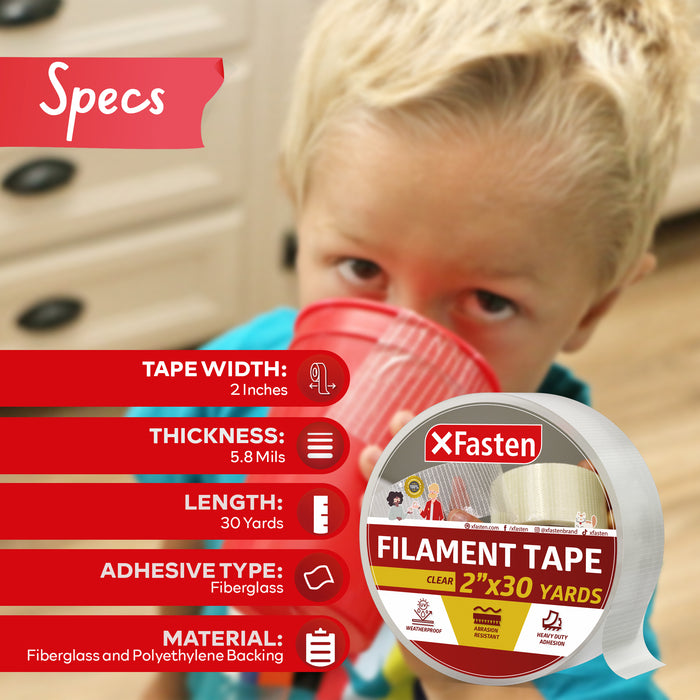 XFasten Duct Tape | 2 Inches x 30 Yards | Transparent