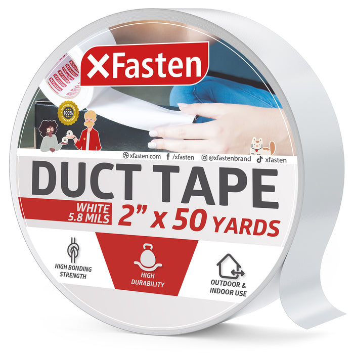 XFasten Duct Tape 2 Inches x 50 Yards (White)