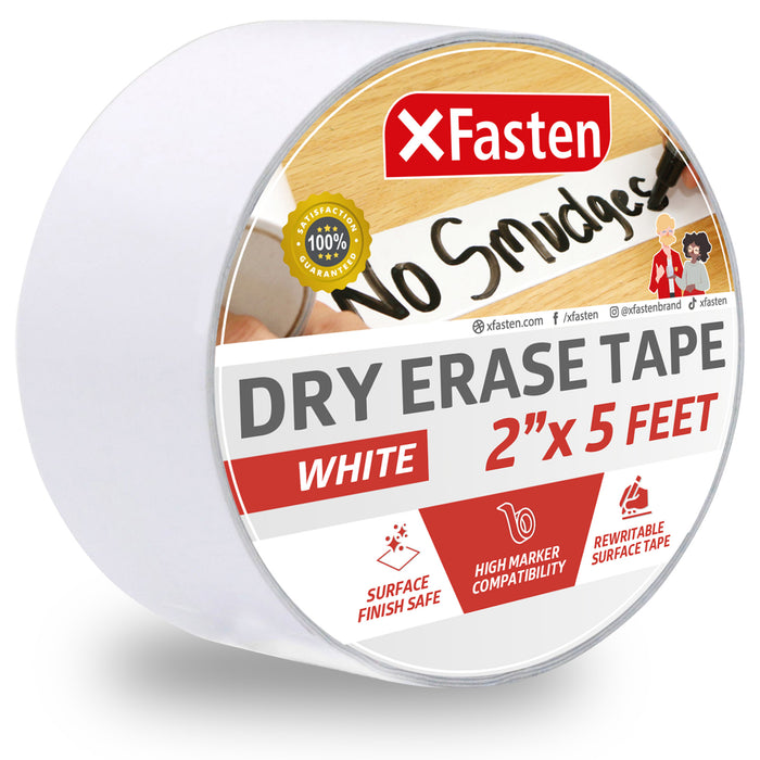 XFasten Dry Erase Tape, 2-Inch x 5-Yard, White