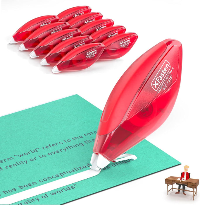 XFasten Correction Tape 263-Feet Total, 0.20-Inch x 26.25-Feet (10-Pack) White Out Correction Tape, Ideal for School Office Government Documents, Whiteout Correction Tape for Righties and Lefties