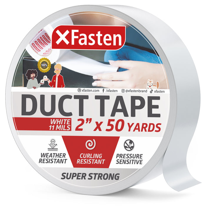 XFasten Super Strong Duct Tape 2 Inches x 50 Yards (White)