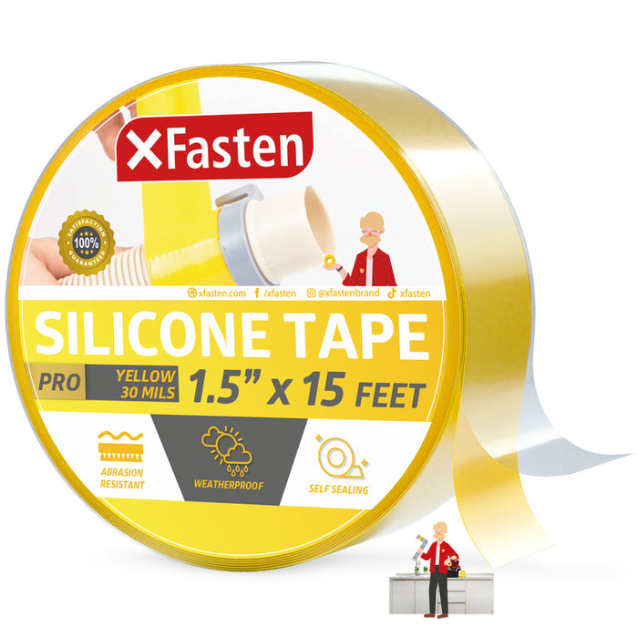 XFasten Professional Silicone Tape | 1 Inch x 15 Foot | Yellow