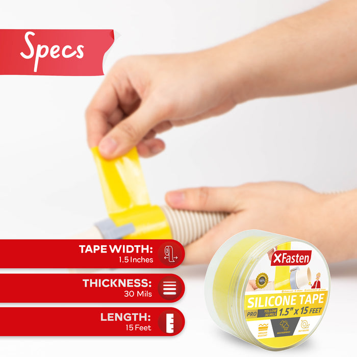 XFasten Professional Silicone Tape | 1 Inch x 15 Foot | Yellow