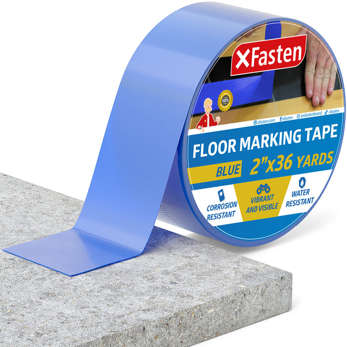 XFasten Floor Marking Vinyl Tape, Blue, 2 Inches x 36 Yards 6 Mils Thick