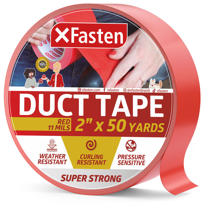 XFasten Super Strong Duct Tape 2 Inches x 50 Yards (Red)