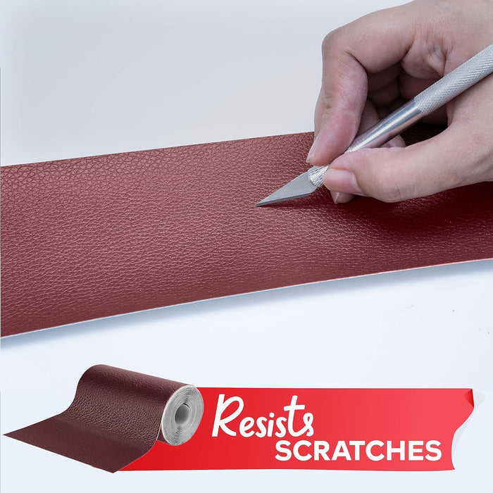 XFasten Leather Tape 3 x 60 inch Dark Brown Premium Color-Match Tech Leather Repair Kit for Car Seat Couch Furniture | Residue-Free Self Adhesive Leather Repair Patch for Furniture and Sofa