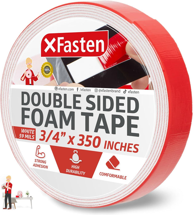 XFasten Foam Mounting Tape | 3/4 Inch x 350 Inch