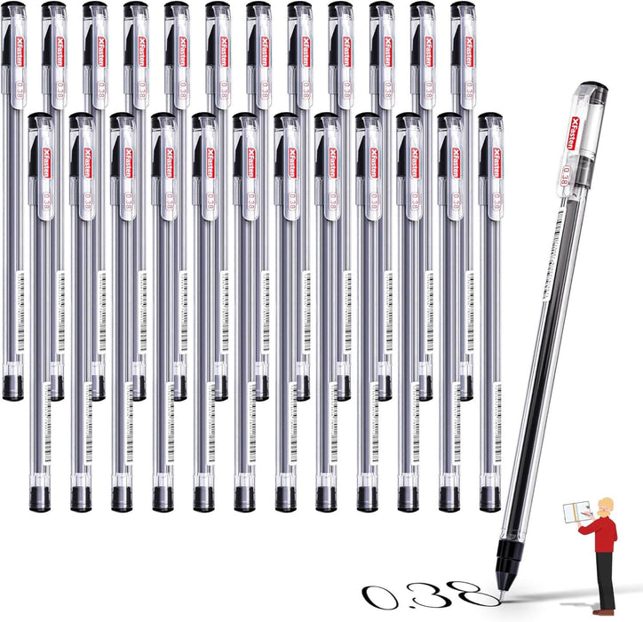 XFasten Gel Ink Pen Extra-Fine Ballpoint 0.38mm | Black | Pack of 24