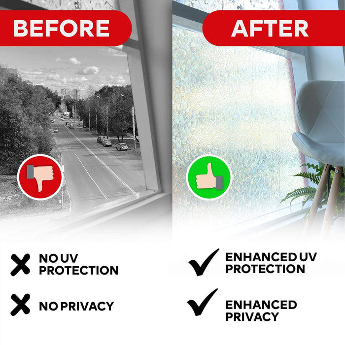 XFasten Rainbow Window Privacy Film – 17.7 x 78.7 Inch | Crystal Stained Glass Static Cling for Glass Windows and Doors