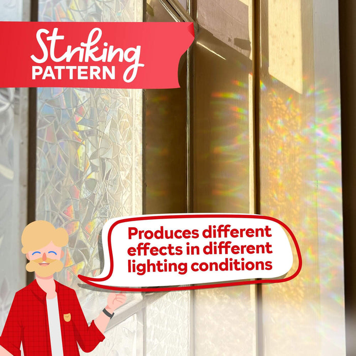 XFasten Rainbow Window Privacy Film – 17.7 x 78.7 Inch | Crystal Stained Glass Static Cling for Glass Windows and Doors